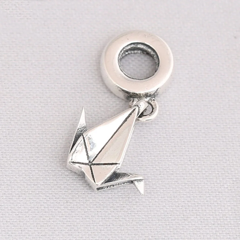 Paper Crane Bird Dangle Charm Fit Women Bracelet Bangle DIY Jewelry Authentic S925 Sterling Silver Bead Girl Birthday Gift