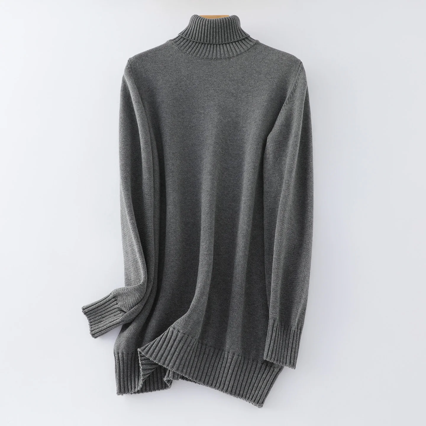100% Cotton Women Mid‑Length Cable Knit Hight- Neck Knit Pullover Loose Sweater Fashion For Autumn Winter Casual And Wear Tops