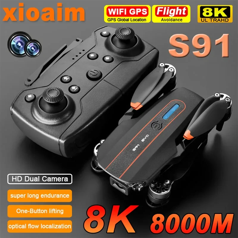 

For Xiaomi S91 Drone 5G WiFi FPV 8K HD Dual Camera Laser Obstacle Avoidance Brushless Motor GPS Return RC Quadcopter for Toys