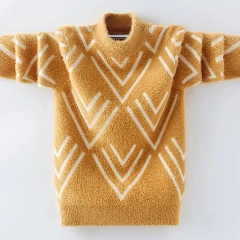 

Boys Sweater Cotton Outwear Tops 2022 Soft Warm Thicken Plus Velvet Winter Knitting Children's Clothing