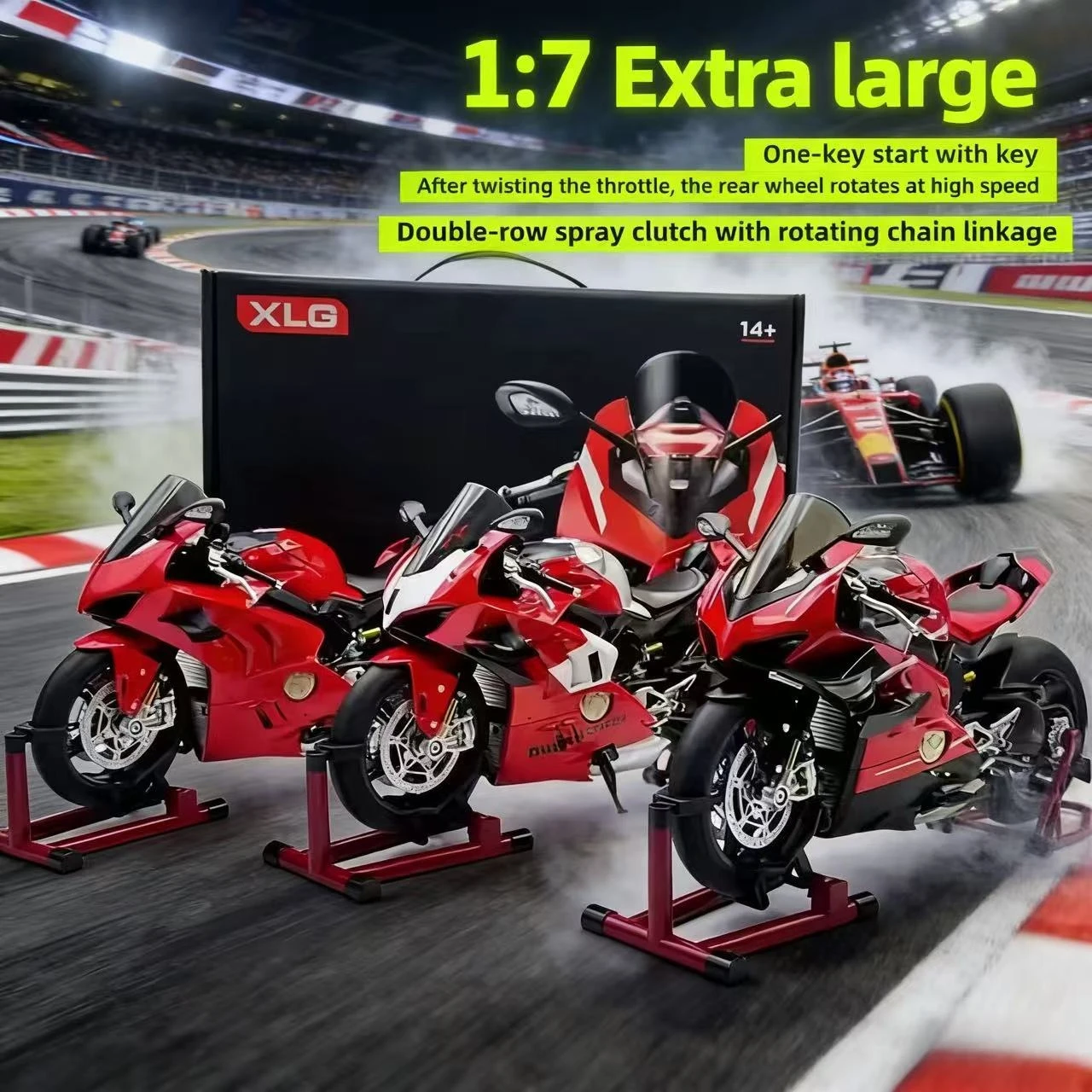 

Литой под давлением спрей 1:7 Ducati V4, коллекция моделей из сплава мотоцикла, миниатюрный орнамент Voiture, подарок бойфренду, домашний декор, игрушечный автомобиль