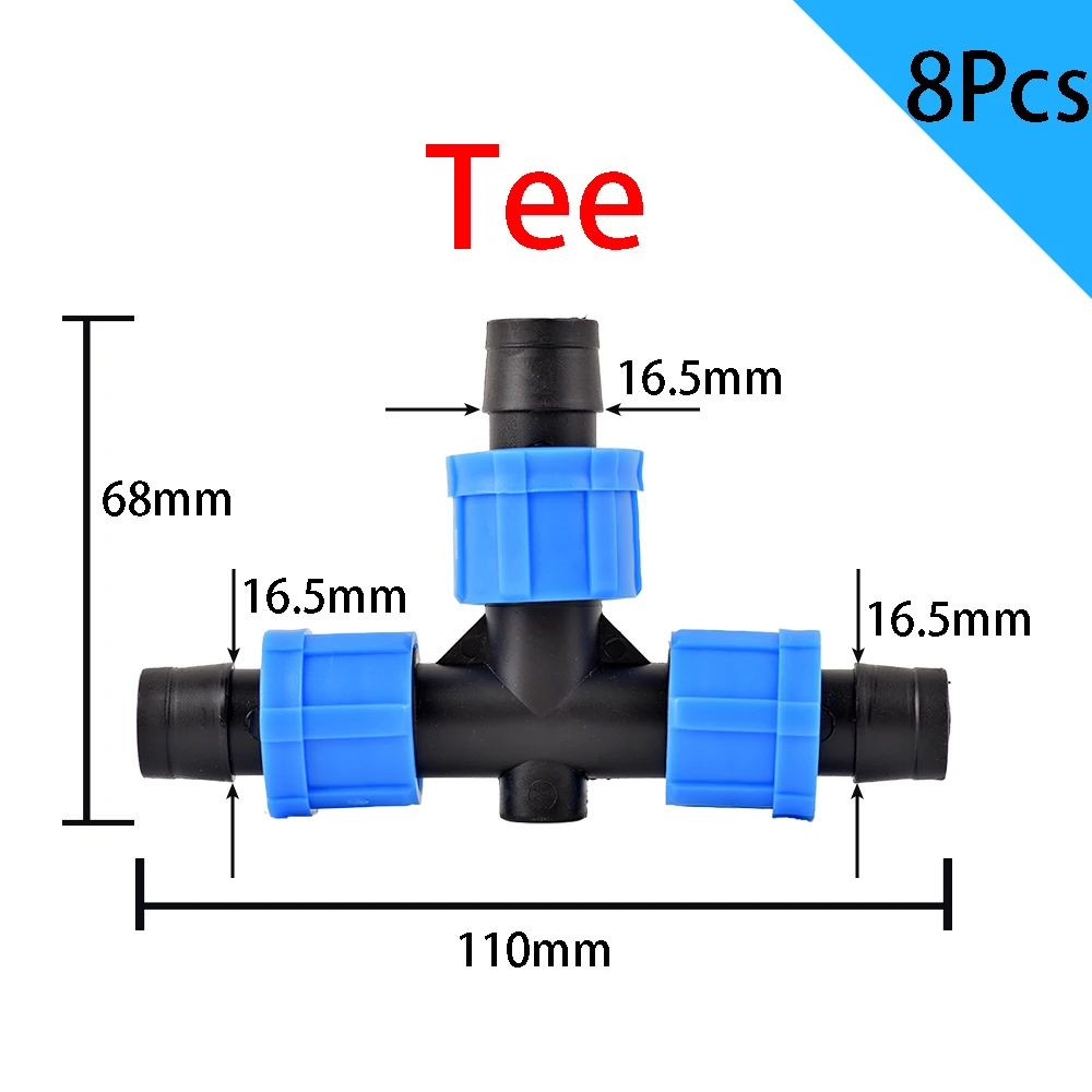 4/8/16 sztuk wąż PE złącza 16mm Tee naprawy łokcia wtyk końcowy Tap armatura zablokowany wąż nawadnianie ogrodu systemu nawadniania