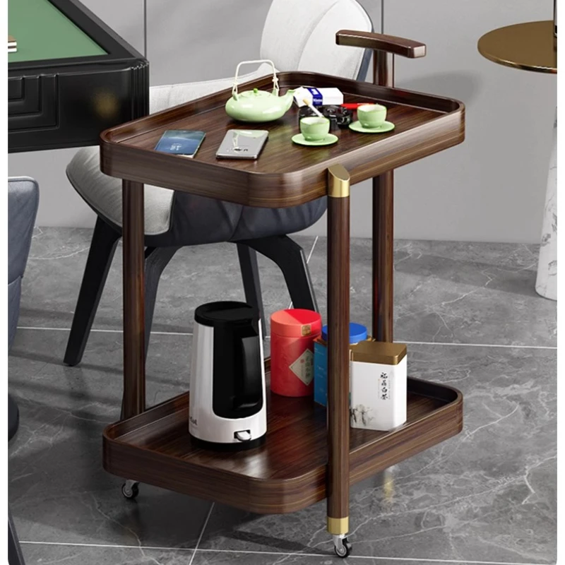 Mobile Side Table with Wheels Compact End Table with Rolling Tea Tray Multi-Functional Living Room