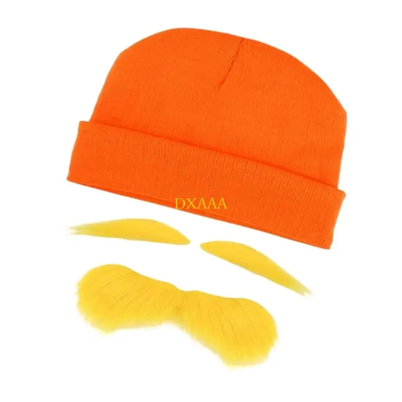 DXAA Cappello accessorio per giochi ruolo in pile con accessorio per costume da barba per bambini adulti