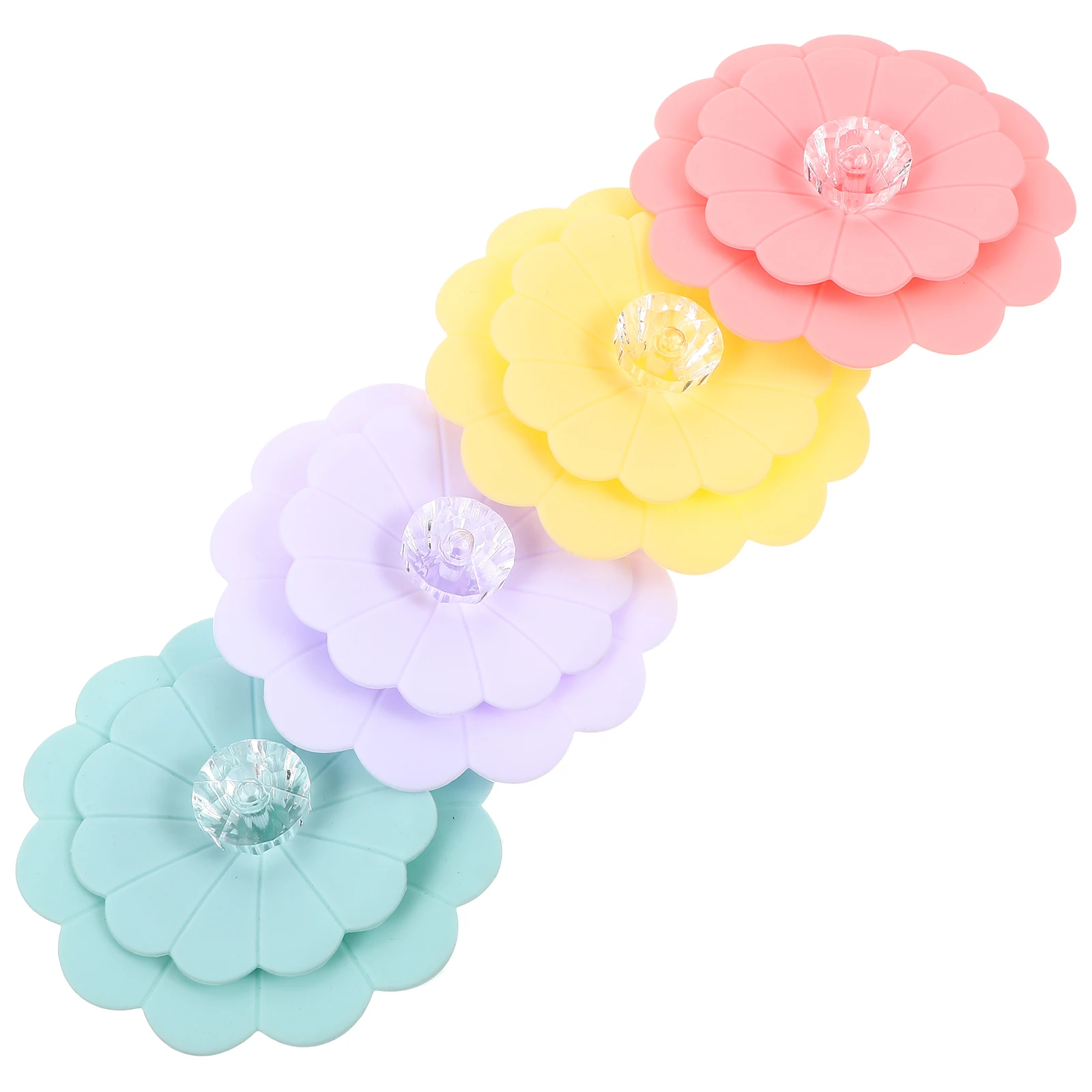 

4pcs Silicone Cup Cover Flower Shape Leak-proof Mug Lid for Hot Drinks Cups Fine Workmanship Kitchen Bar Supplies Practical