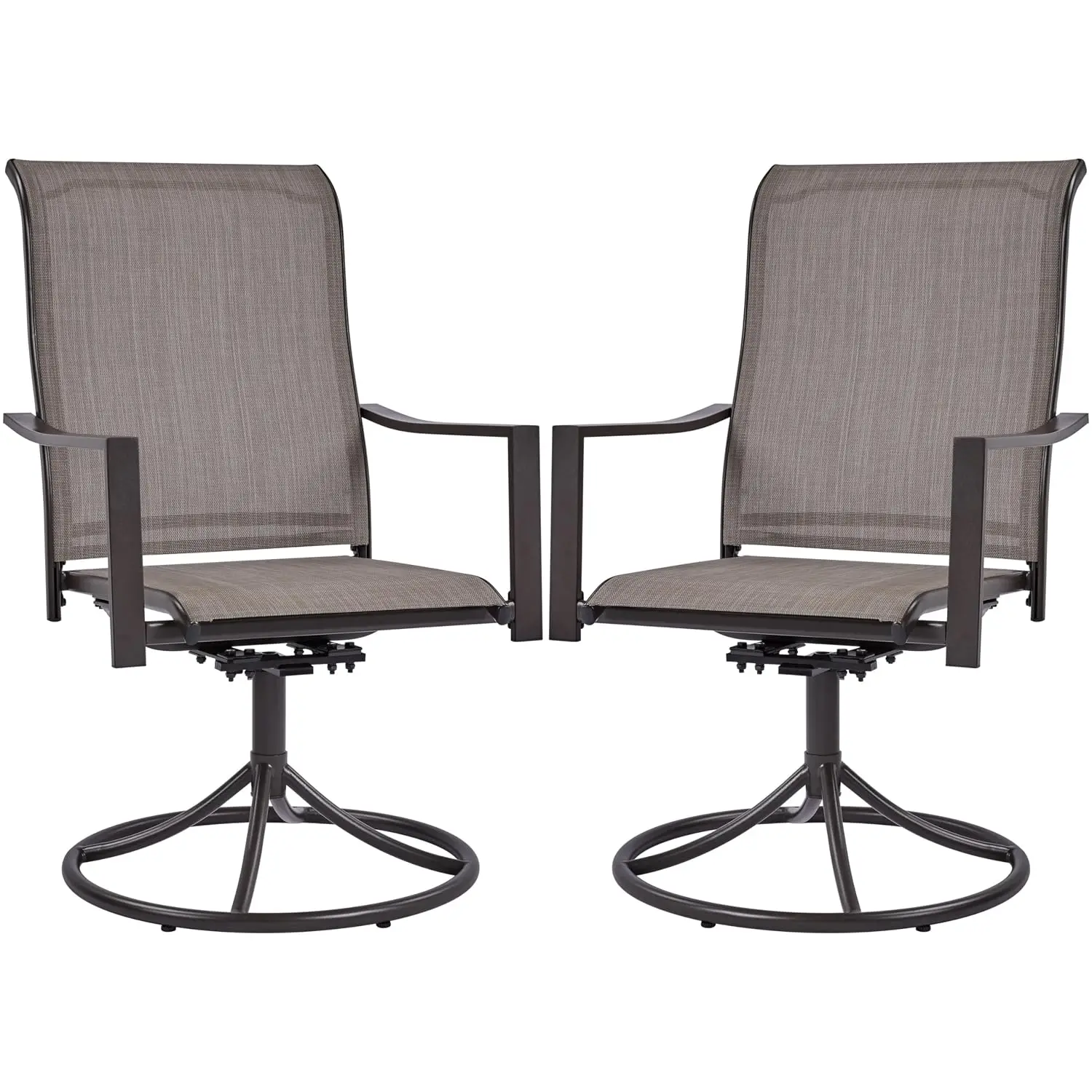 High-Back Swivel Patio Dining Chair Set 2, Textilene Seat Powder Coated Steel Frame Outdoor Garden Balcony, Customized