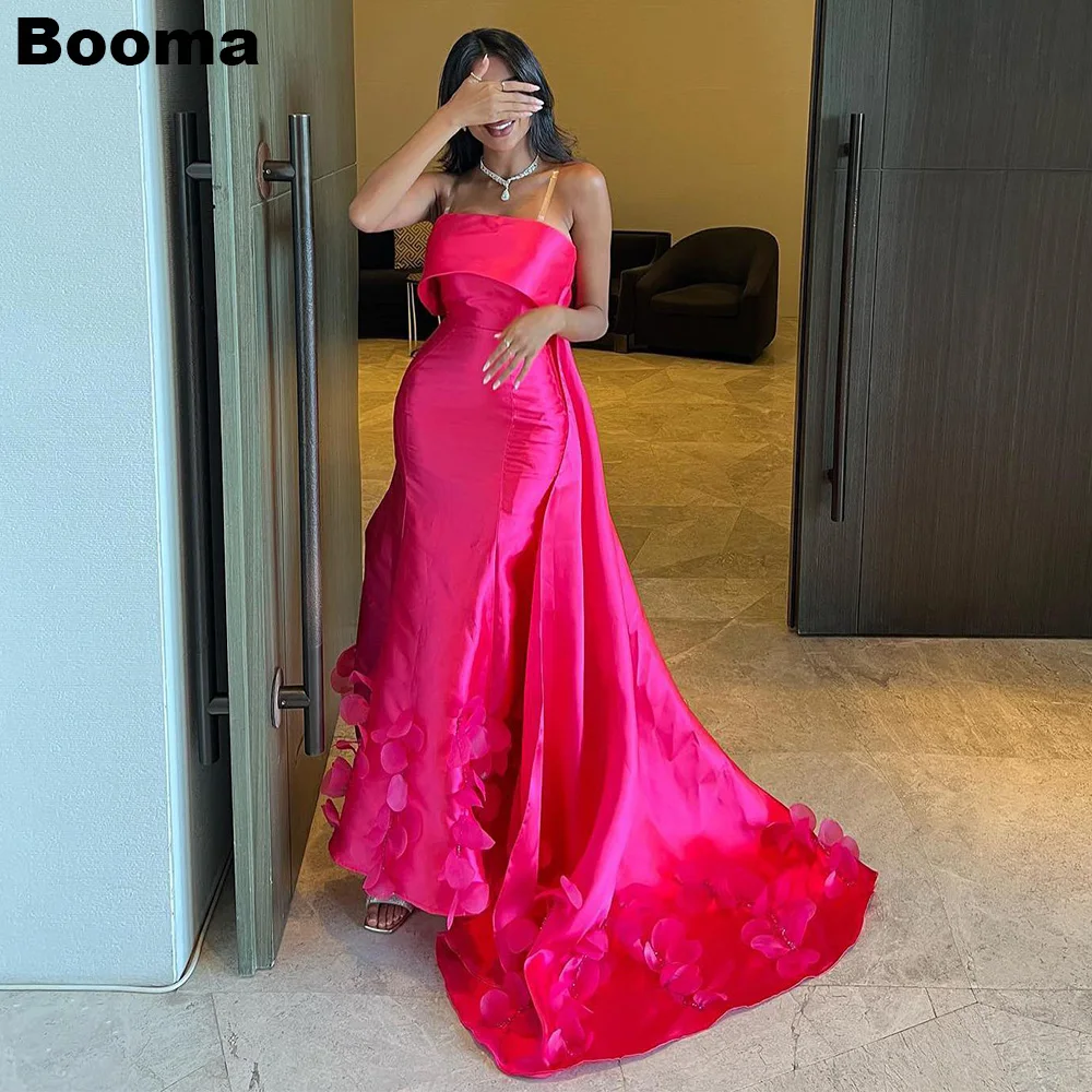 

Booma Hot Pink Mermaid Evening Dresses Strapless Flowers Prom Gowns with Skirt Saudi Arabia Women's Formal Occasion Dresses