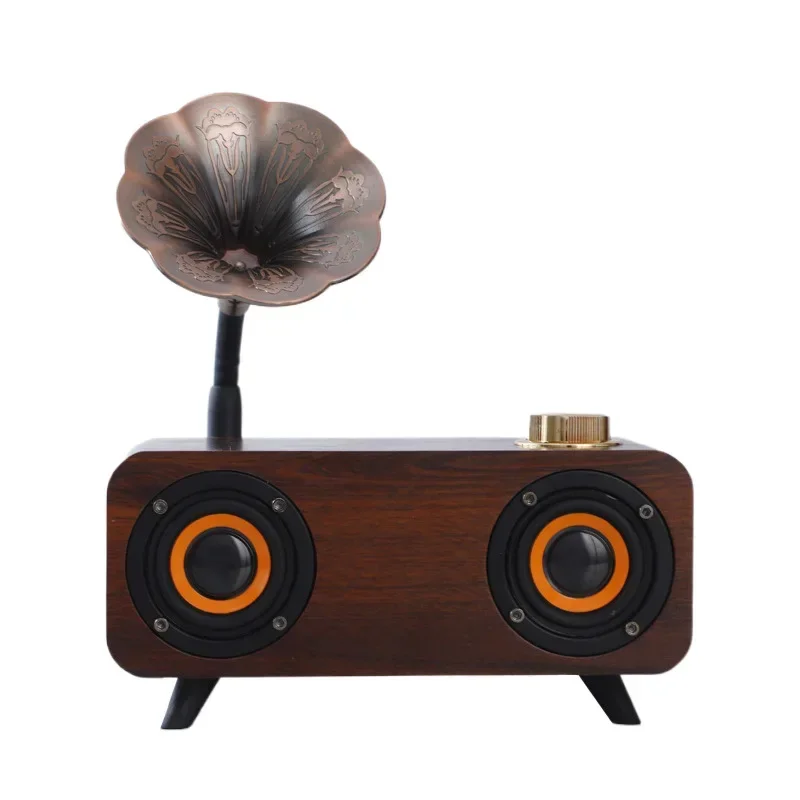 

wood grain bluetooth speaker, home desktop retro stereo, souvenir, subwoofer