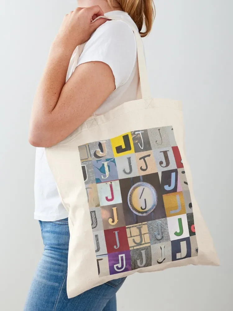 Nick's Type Art: J Tote Bag sacos de luxo feminino universidade shopper bolsa de mão lona