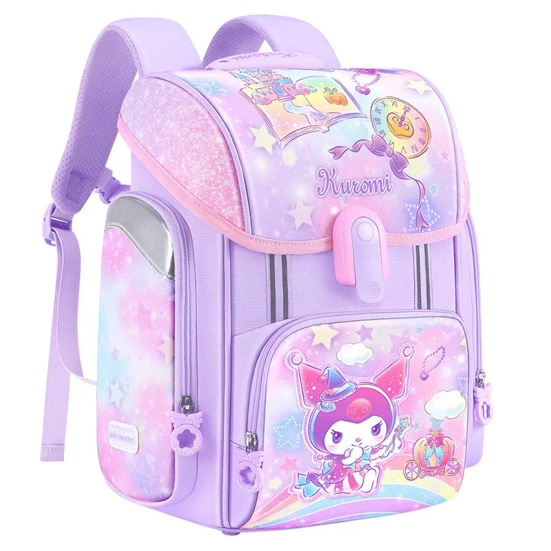 Miniso Kuromi Schoolgirl Lightweight Schoolbag Student Grade1-3 ProtectSpine Backpack Pupil Magnetic Buckle School Bag Girl Gift