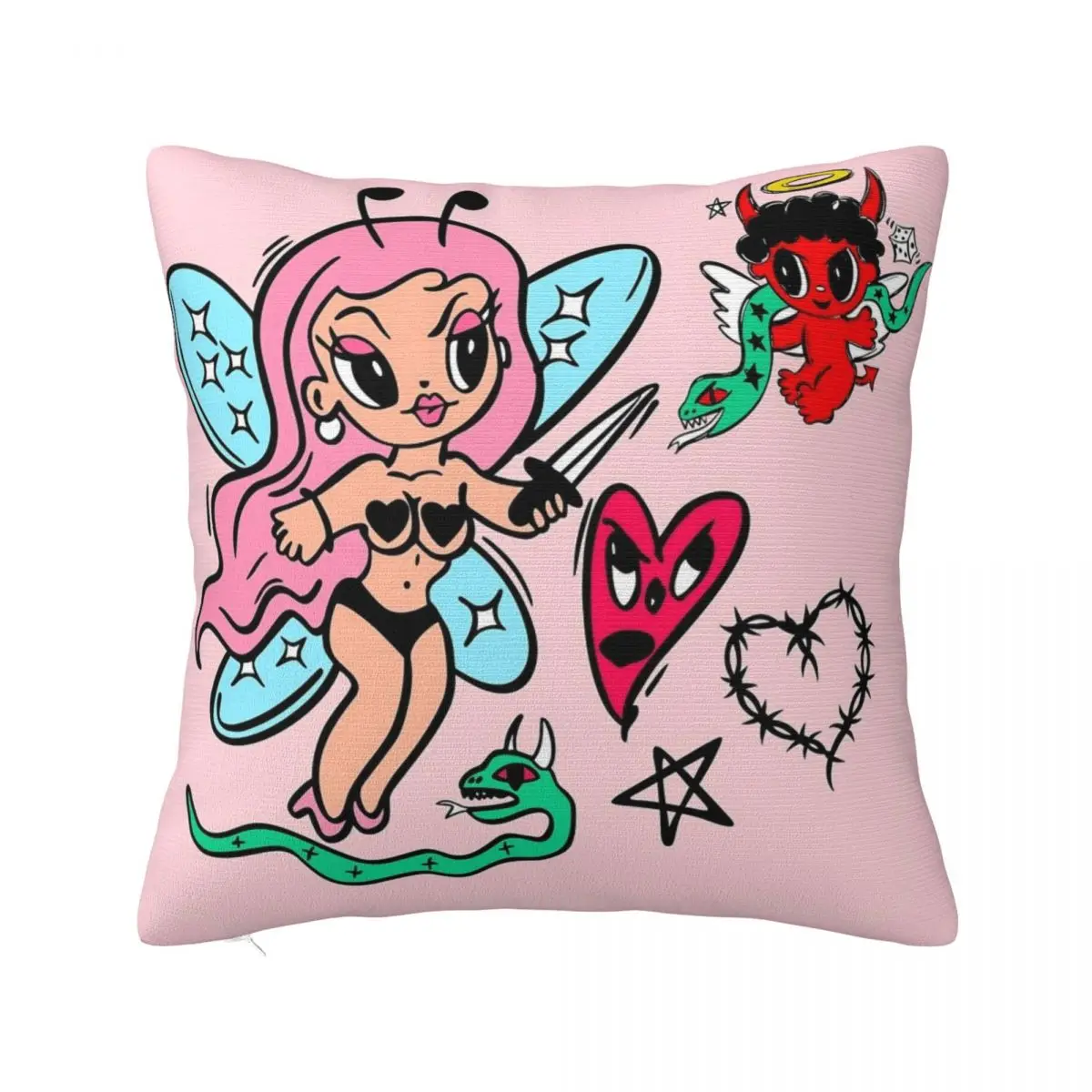 Karol G With Red Hair Pillowcase Soft Polyester Cushion Cover Decor Bichota Heart Throw Pillow Case Cover Seat Zippered 18''