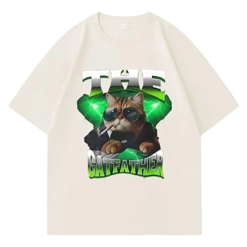 ファッション女性原宿 2026 ユーモア漫画ギャング猫ミーム Tシャツ Tシャツ潮特大ルーズ居心地の良いクルーネック Tシャツ個性