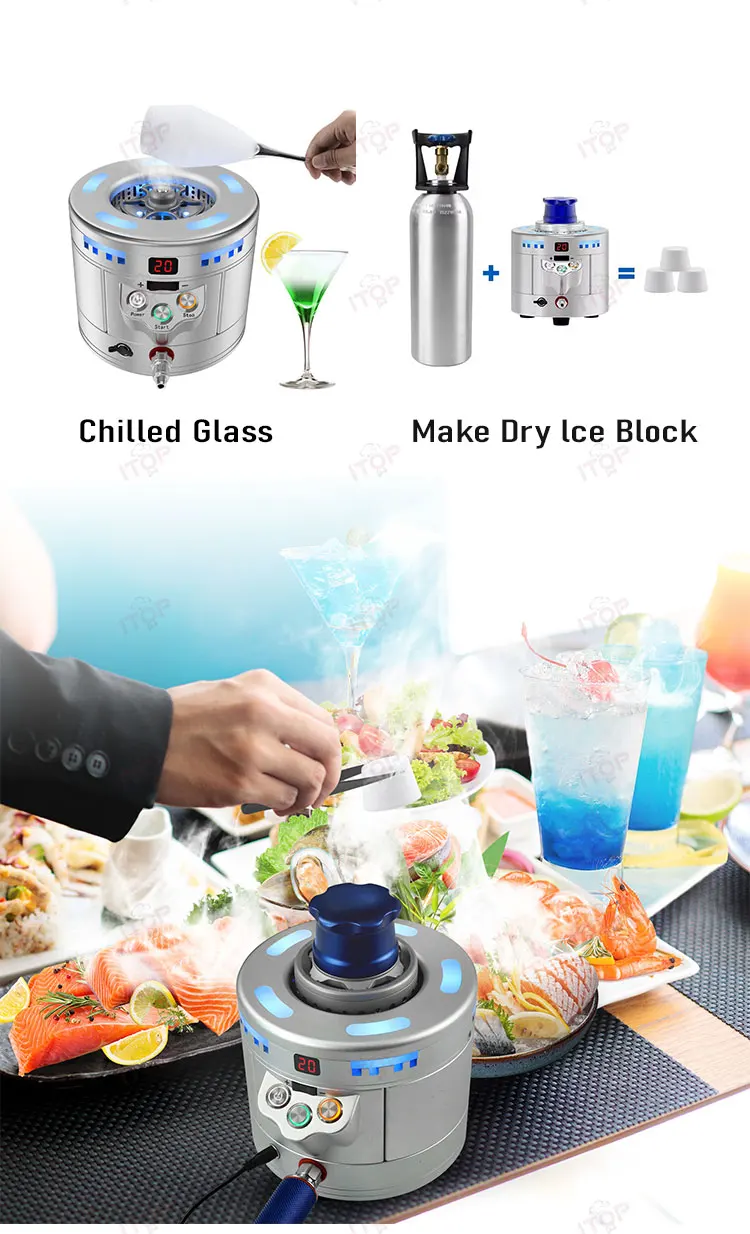 ITOP GF-3 Dry Ice Maker Glass Froster Glass Chiller Glass Freezer Dry ice Forming Machine Using Liquid Titanium Carbon Dioxide