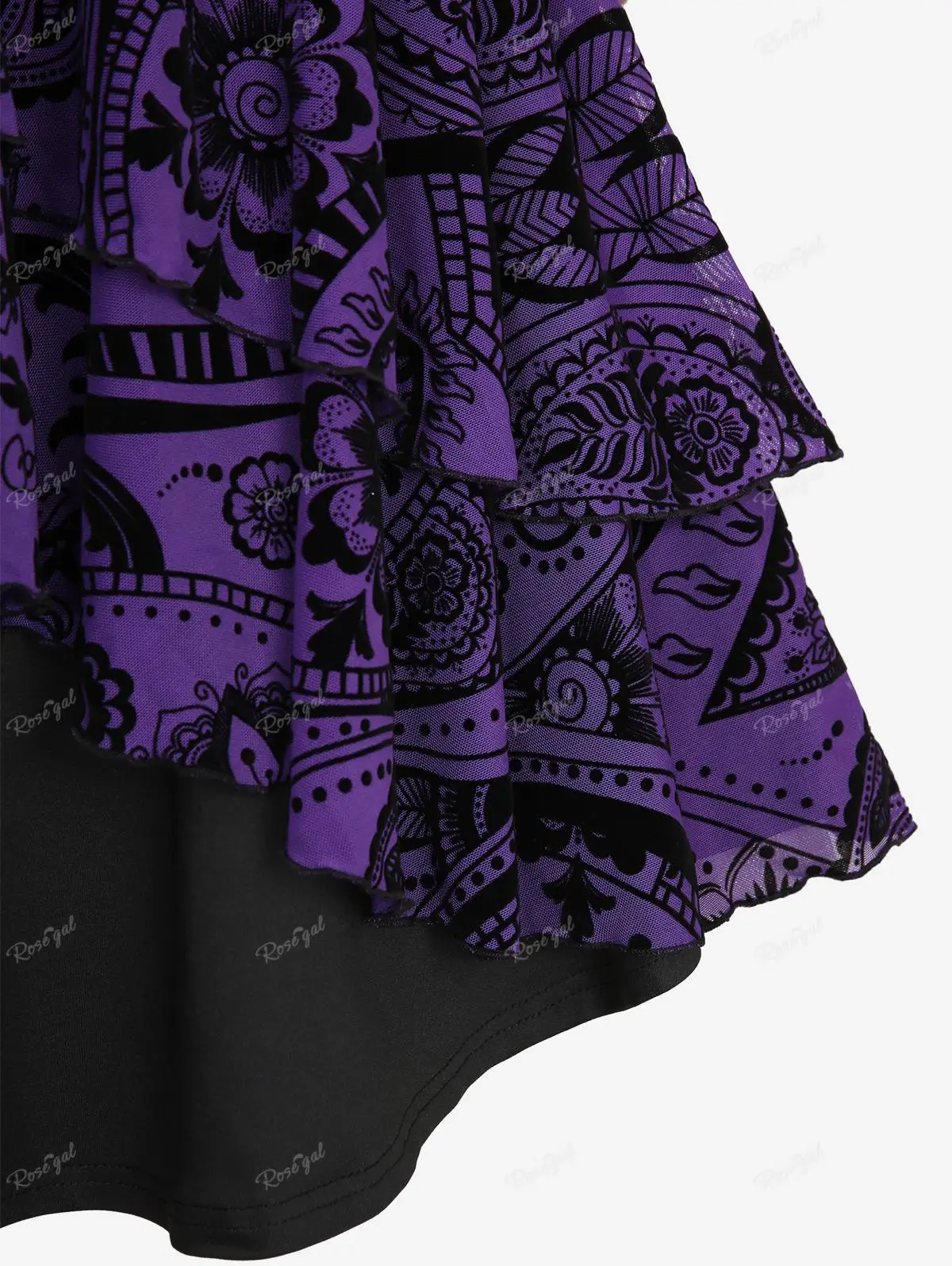 ROSEGAL-Robe à lacets froncée pour femmes, grande taille, tenue ouverte au froid, violette, croisée, motif floral, flocage, éducative, 5X, printemps été 2024