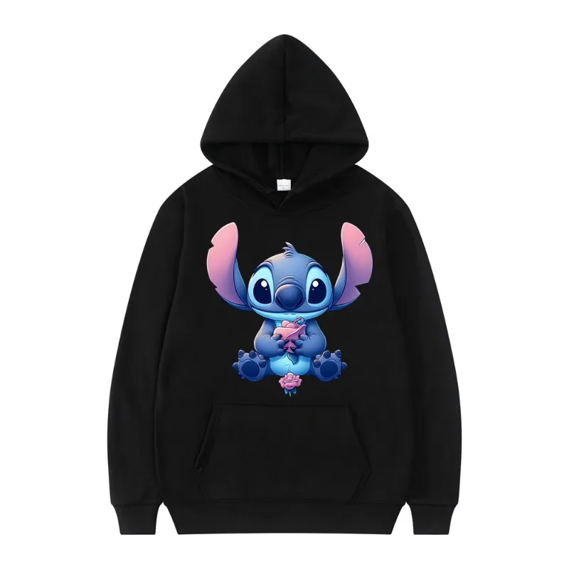 Cartoon Disney Women Hoodie Kawaii Lilo Stitch Graphic Sweatshirt Long Sleeve Hoodies Costume Funny Anime Pullover Clothing Tops