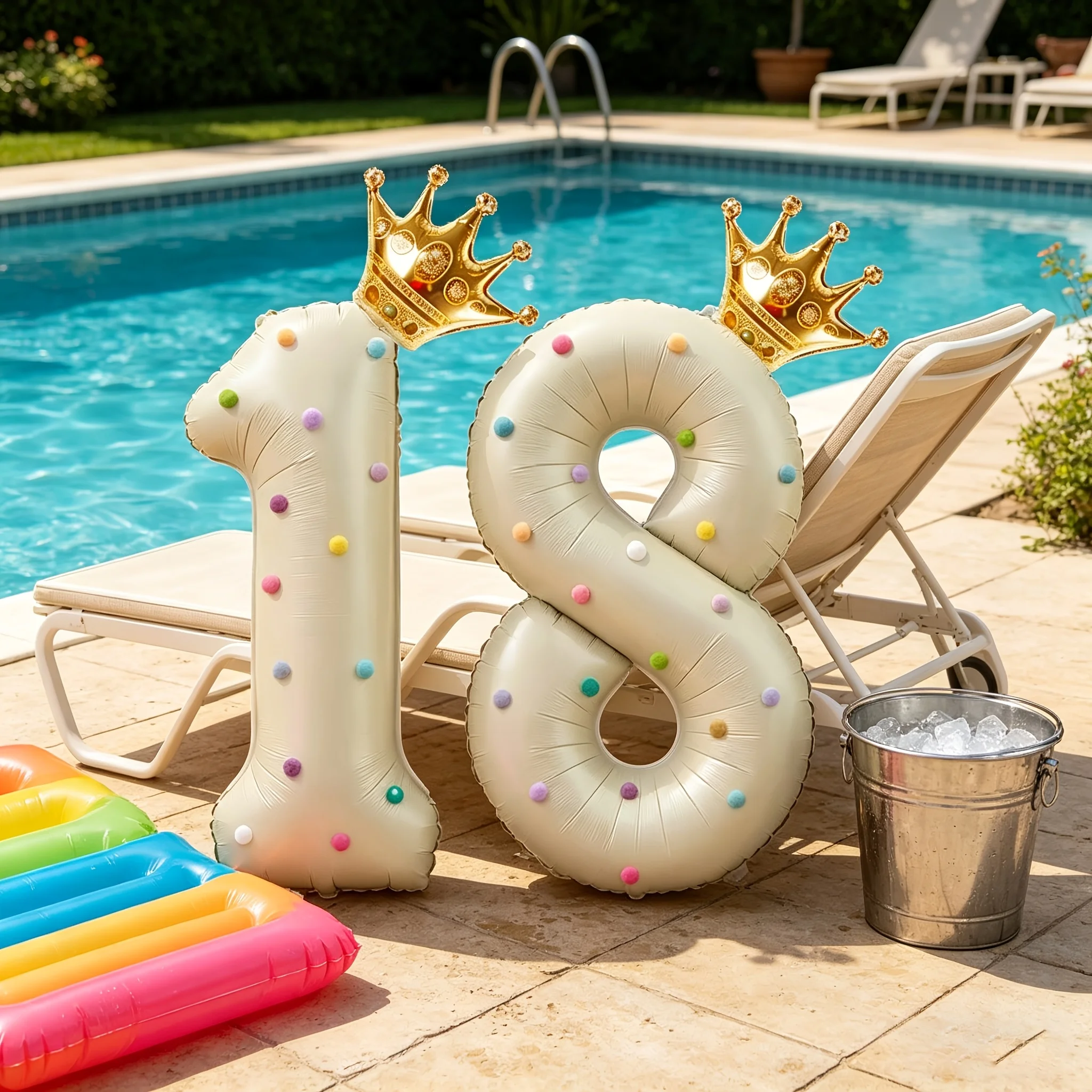 大きな40インチのクリーム色の数字型フォイルバルーン、王冠、 - Party Event Supply Store のレビューと価格