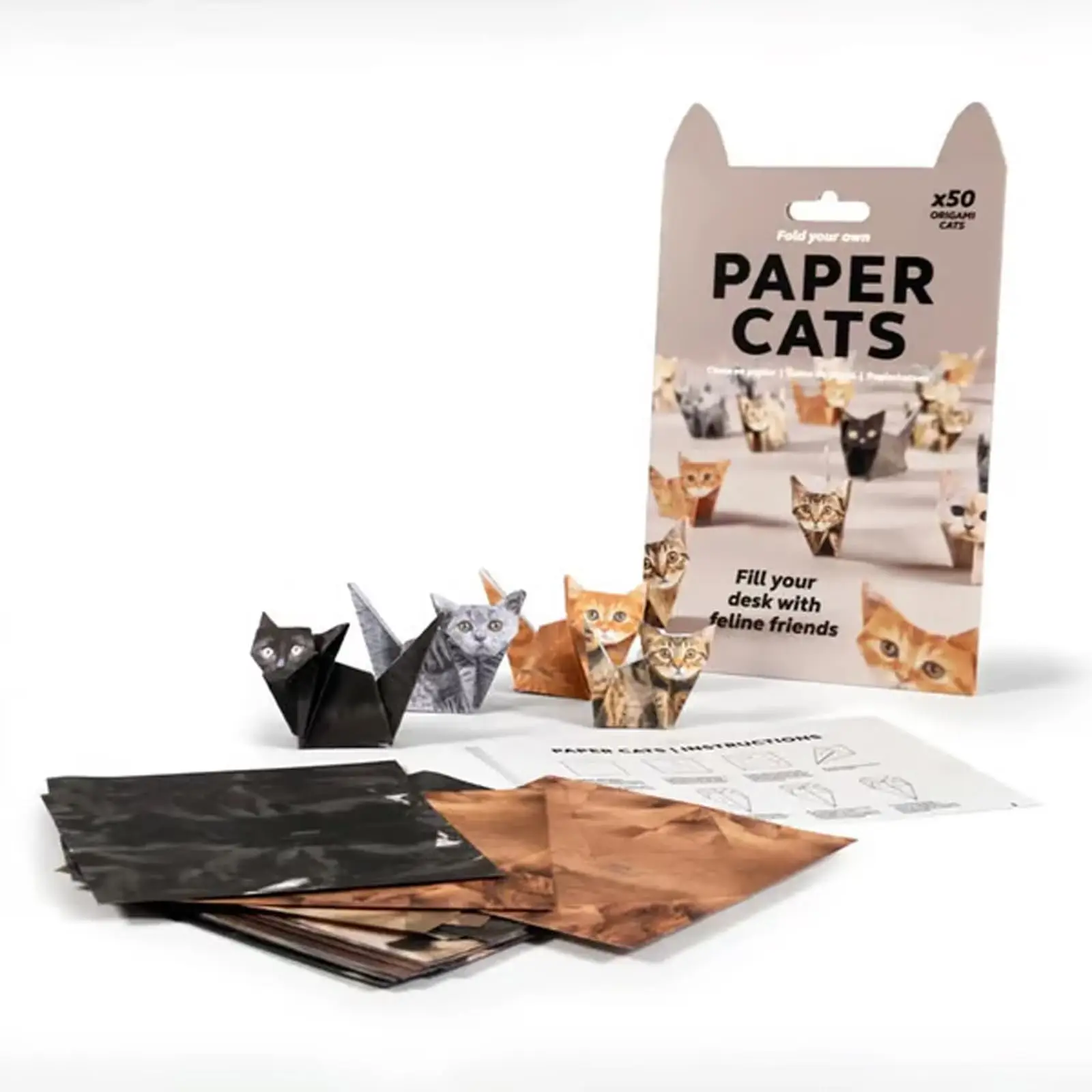 DIY Paper Cats-50 ورقة DIY Origami Paper لطي شخصيات القطط اللطيفة، نشاط حرفي ممتع للبالغين والأطفال، هدية لمحبي القطط
