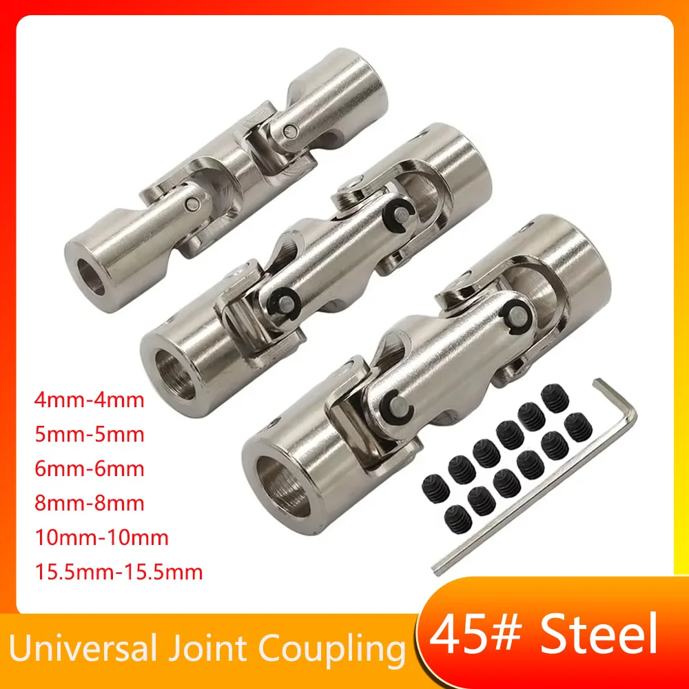 1pcs 4/5/6/8/10/15.5mm Three-section Universal Joint Coupling Boat Car Shaft Coupler Motor Connector Metal Cardan Joint Gimbal