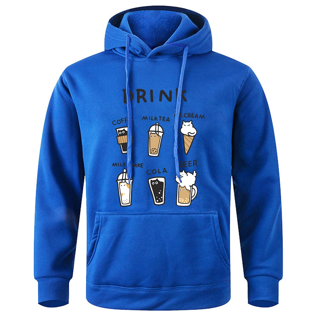 Various Beverages Printing Sweatshirt Mens Basics Daily Tracksuit Leisure Machine Washable Hoodies Unique Versatile Comfy Top