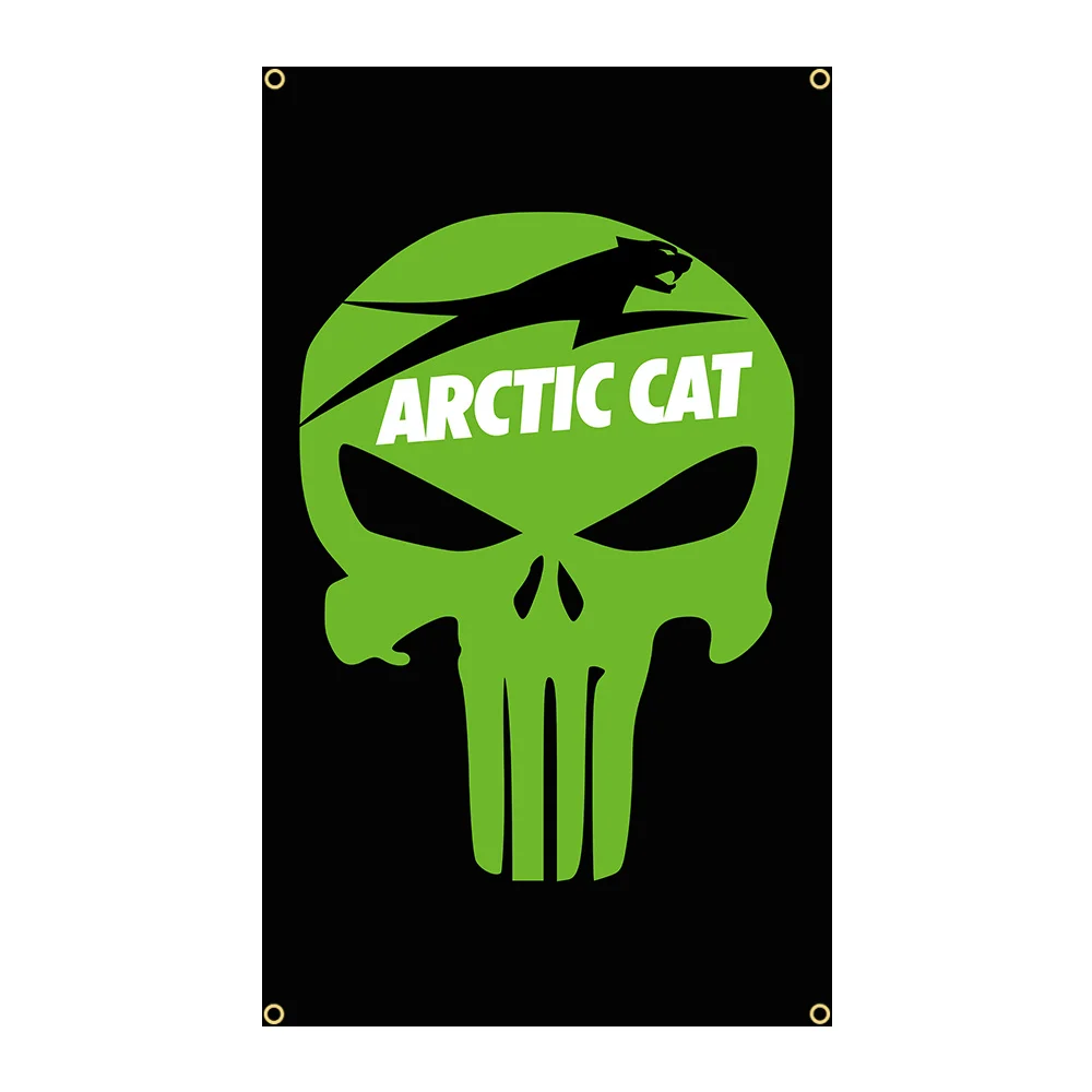 90x150cm Arctic Cats Skull Snowmobile Flag Polyester Printed Garage or Outdoor Decoration Banner Tapestry