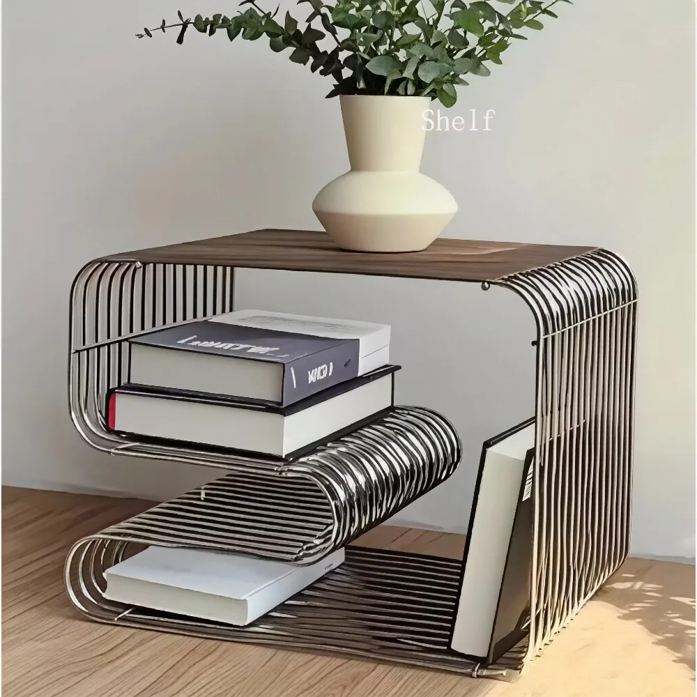 

Creativity metal silver edge table, geometric patterned bookshelf, magazine rack, wall mounted living room storage rack