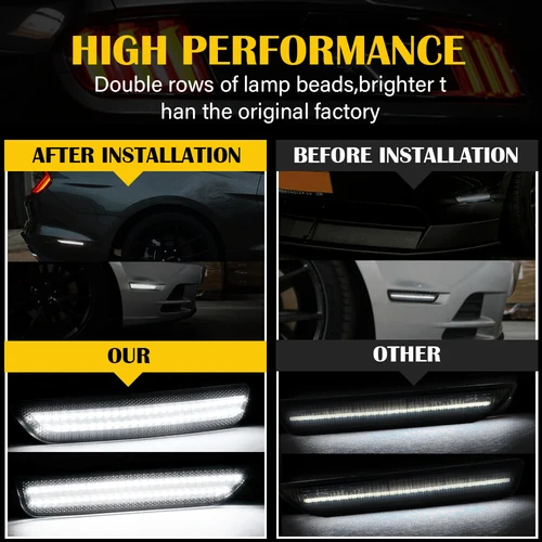 Imagen 2 del producto Luz LED ahumada para parachoques de coche, marcador lateral para Ford Mustang 2010, 2011, 2012, 2013, 2014, Base GT Shelby GT500 Boss 302, accesorios, 2 piezas