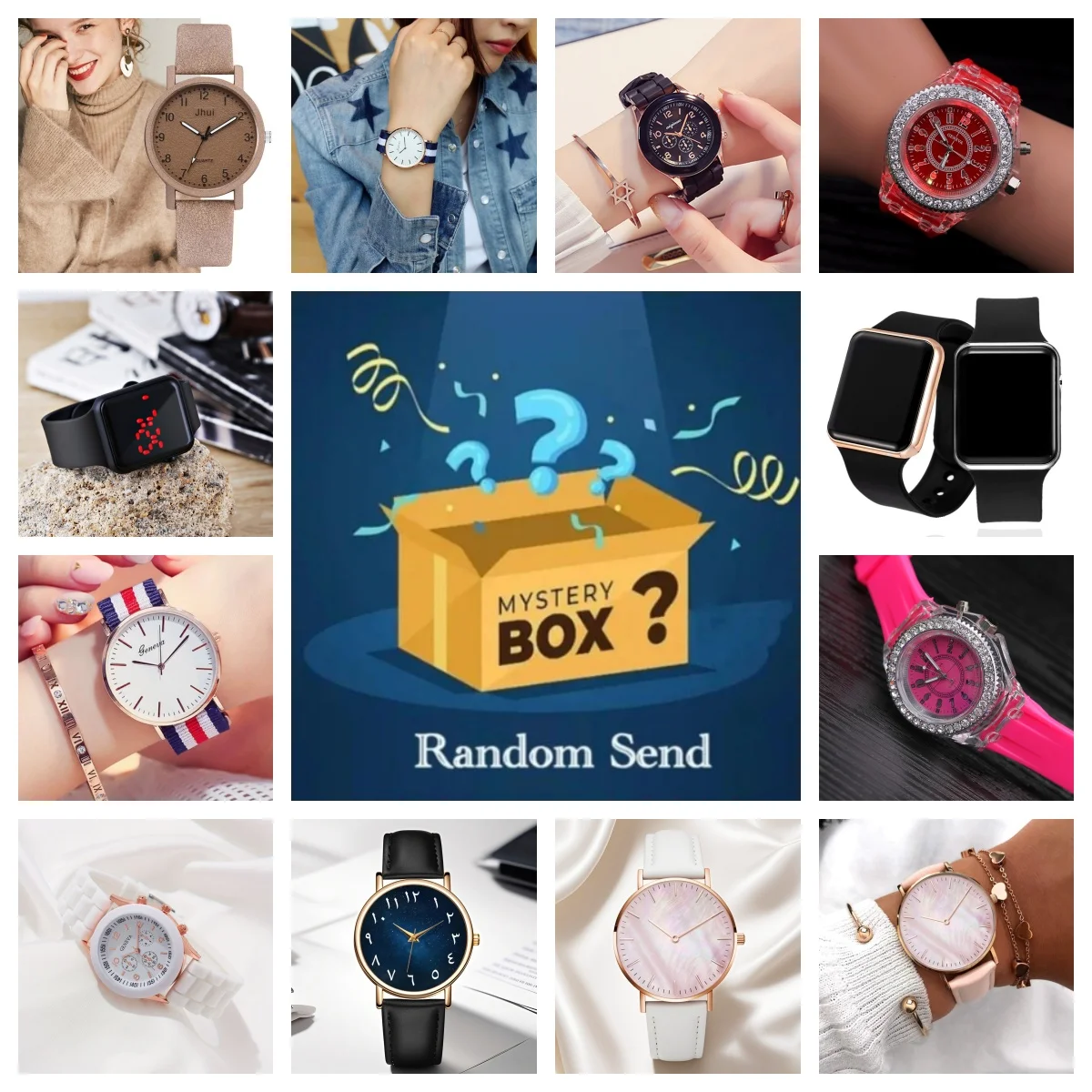 1PC Unboxing 시계 블라인드 박스, 신비한 손목 시계 선물 상자, 크리스마스, 할로윈을위한 무작위 서프라이즈 시계 미스터리 박스