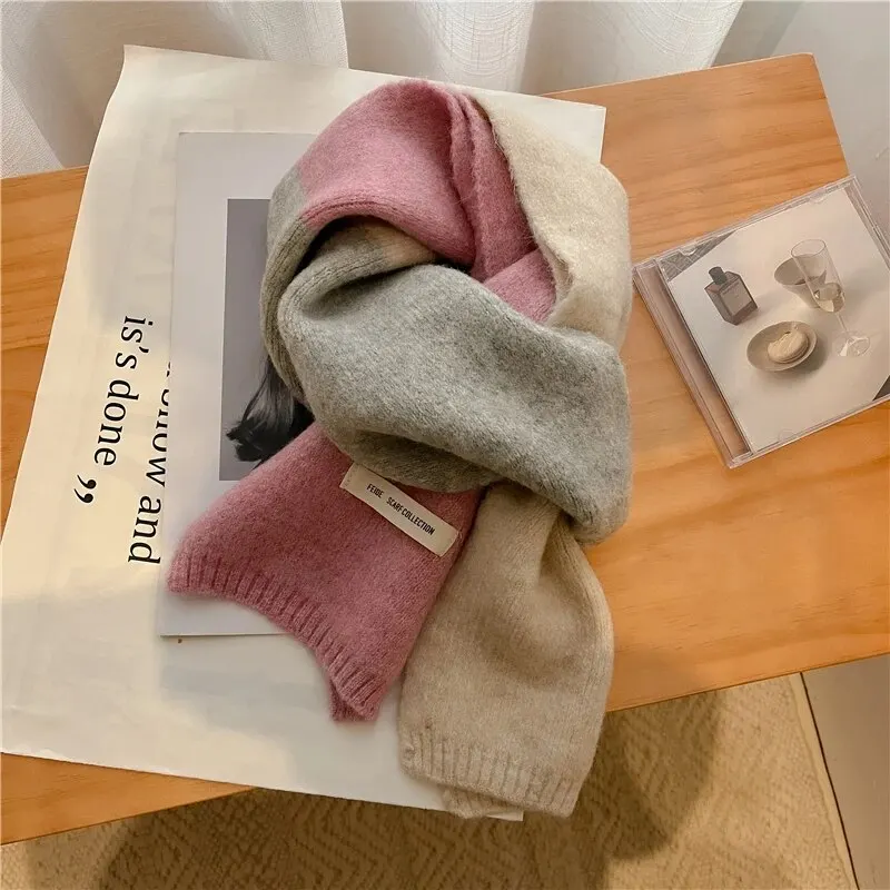 Warm Knitted Skinny Neck Women Scarf Fashion Winter Solid Soft Cashmere Woolen Yarn Korea Style Casual Travel Bufanda Echarpe