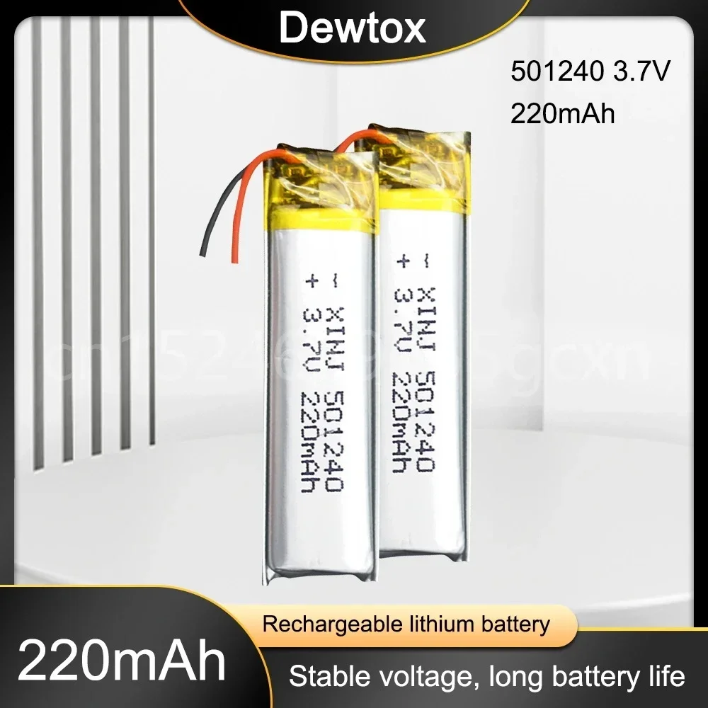 3.7V Lipo cells 501240 220mah Lithium Polymer Rechargeable Battery For MP3 MP4 GPS Bluetooth headset speaker Reading pen