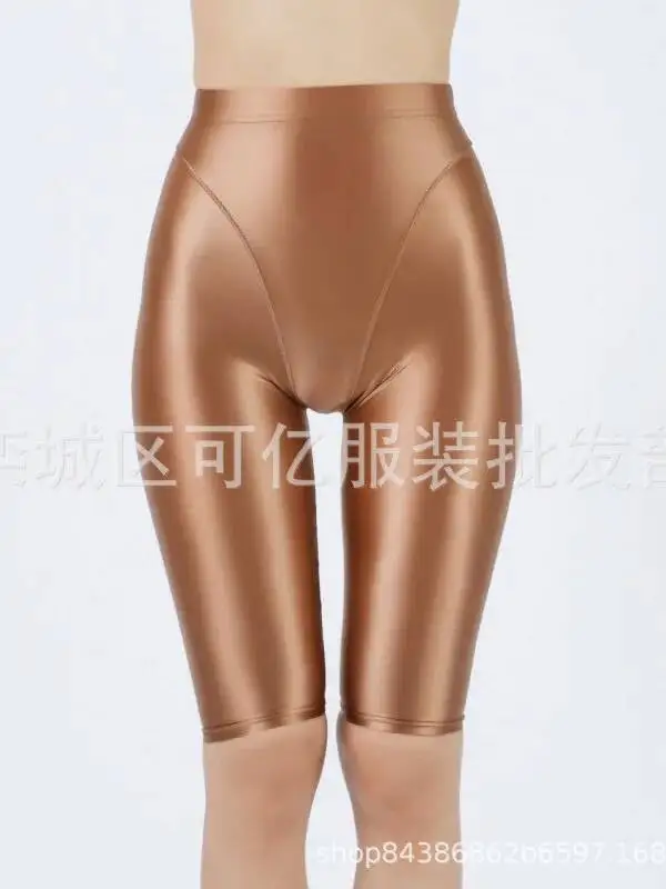 フェイクツーピース グロッシー スムース ファイブポイント レギンス セクシー プラスサイズ タイト ヨガパンツ スリム セクシー レディース 2025 新作 ショーツ T65E