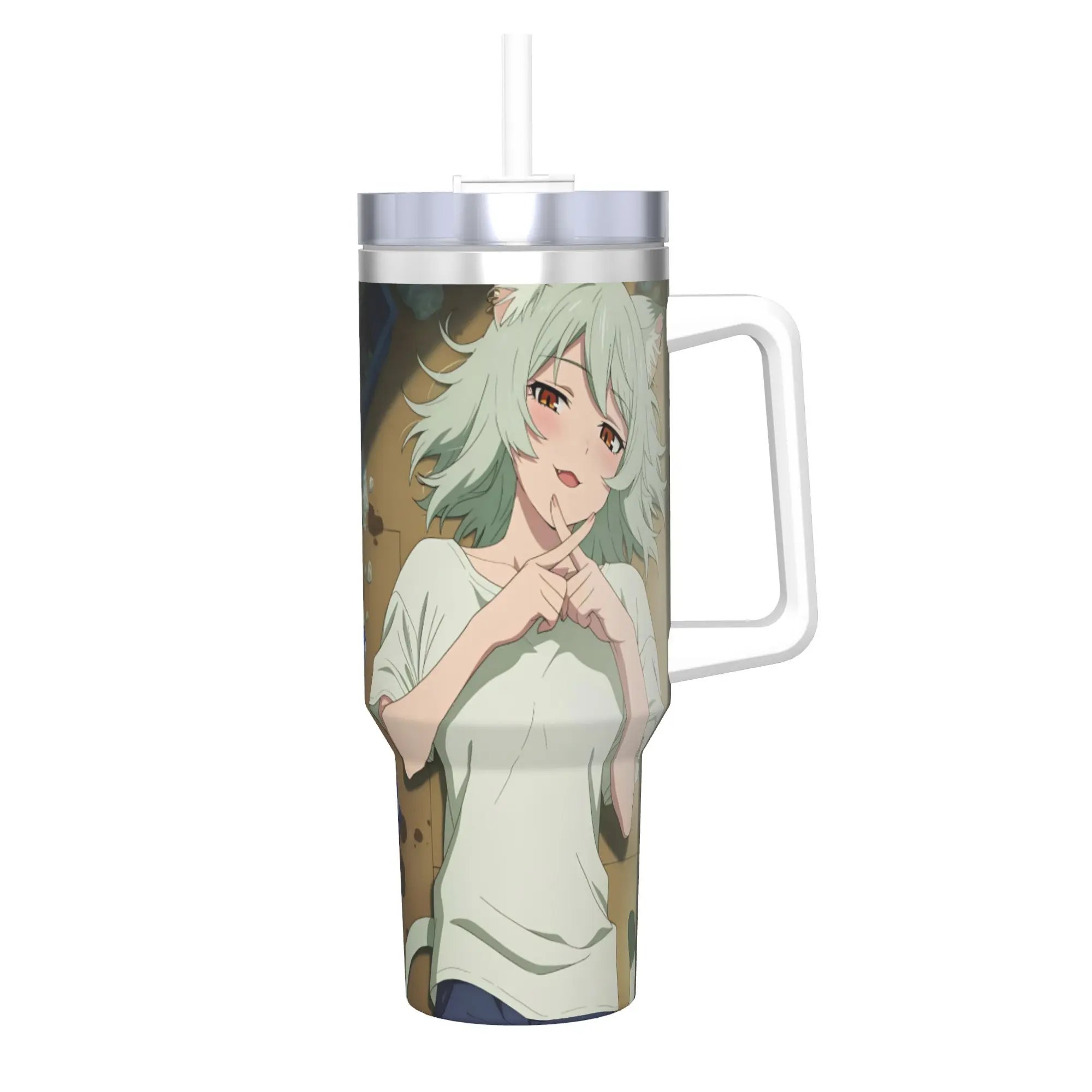 C-Chainsmoker Cats Tumbler With Straw  Stainless Steel Mug Double Wall Vacuum Insulated for Cold Or Hot 40oz