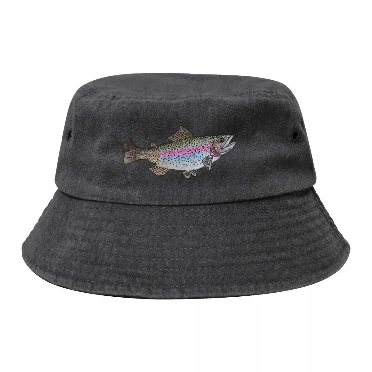 

Rainbow Trout Fish Drawing Cowboy Denim Fisherman Hat With Printing