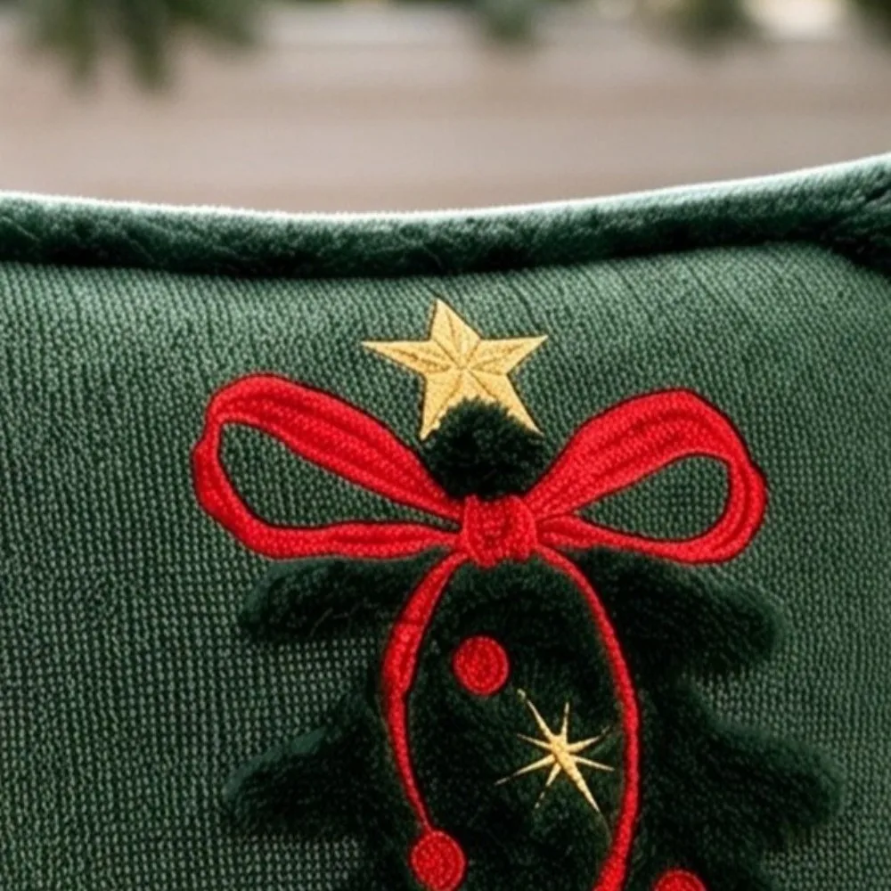 Family Gift Christmas Pillow Cover Christmas Tree Square Cushion Cover Wear Resistant Comfortable Throw Pillow Cover Holiday