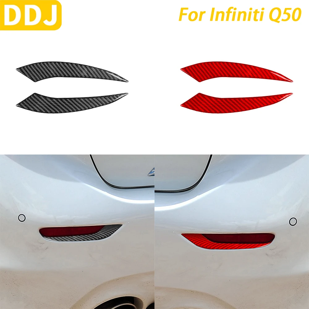 

For Infiniti Q50 2014-2020 Car Accessories Real Carbon Fiber Front Rear Tail Light Panel Decorative Cover Decoration Sticker