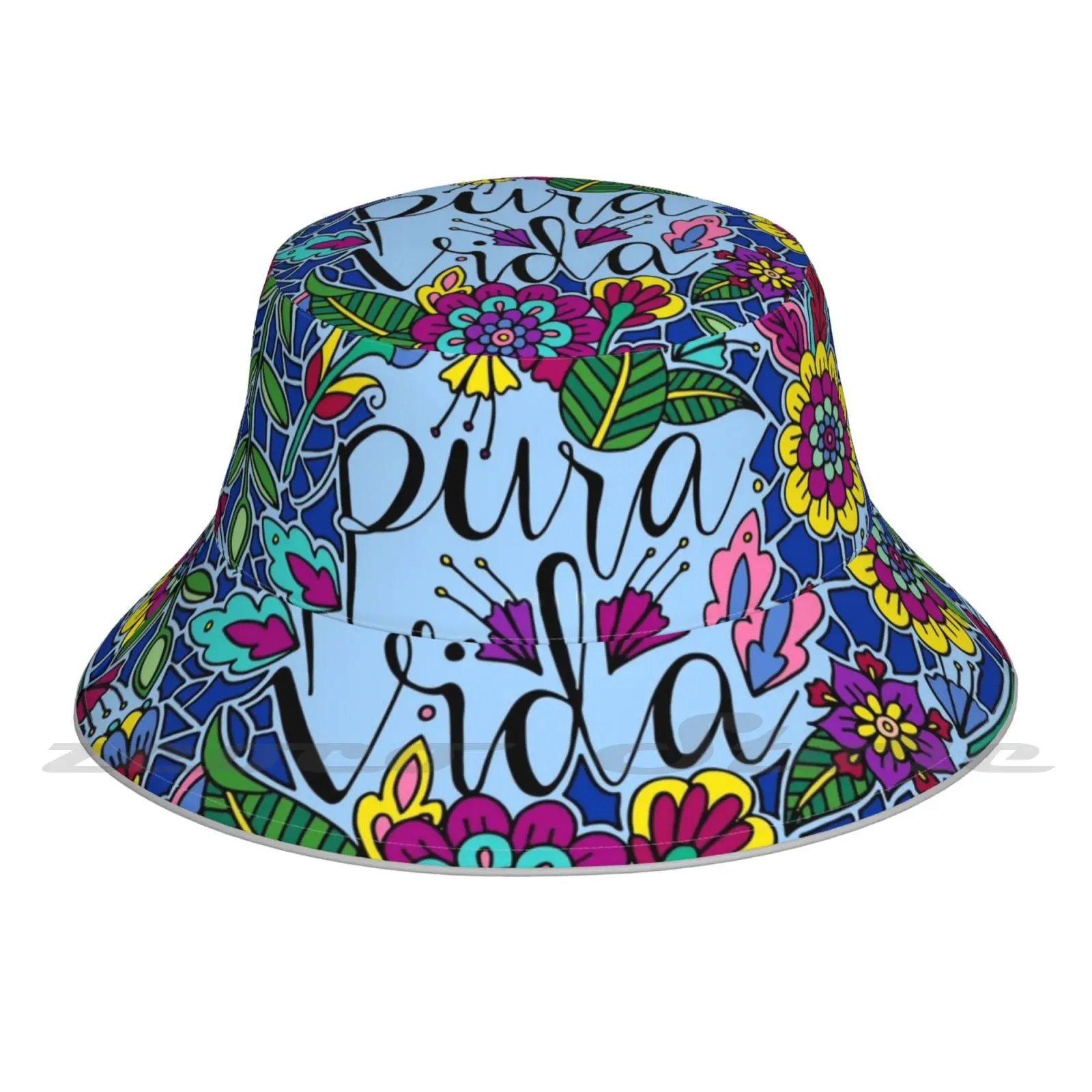 Pura Vida | | Rica | | Lettering | | Quote Cap Diy Light Foldable Sunshade Fashion Fisherman Hat Pura Vida Rica Flowers Floral