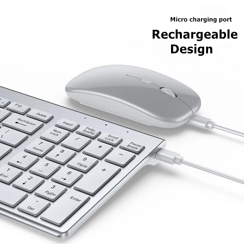 Bluetooth 5.0 & 2.4G Wireless Keyboard and Mouse Combo Mini Multimedia Keyboard Mouse Set for Laptop PC TV iPad Macbook Android