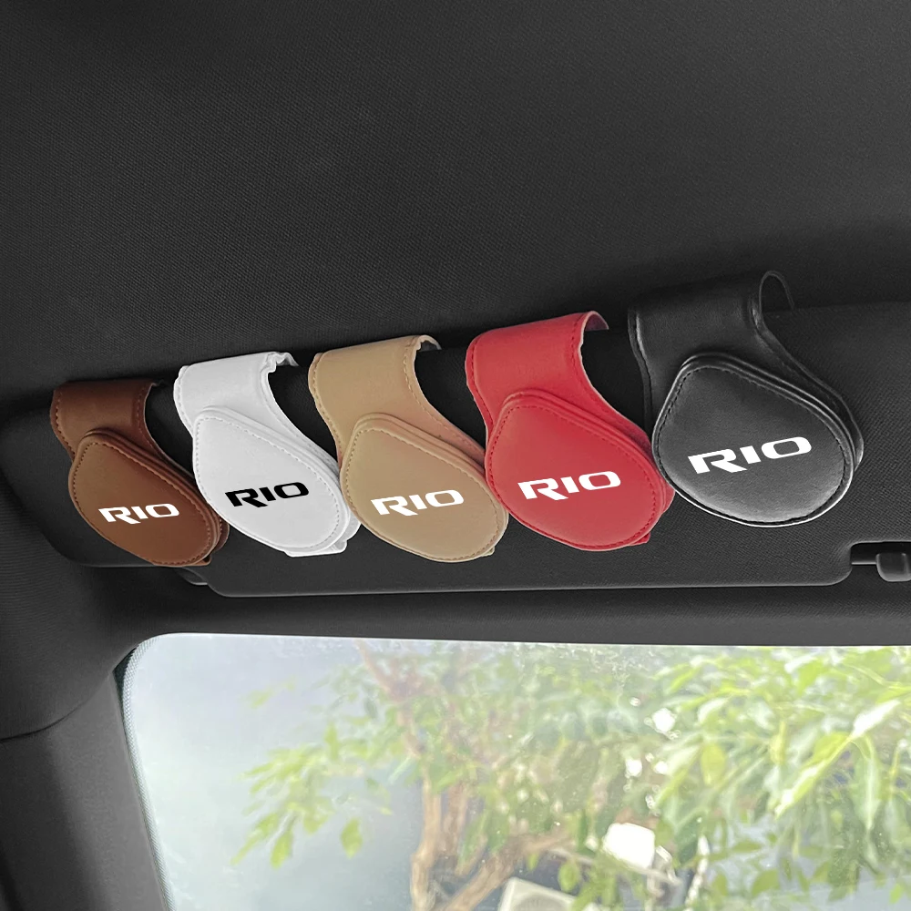 PU Couro Car Visor Óculos de Sol Clip, Titular do óculos, Card Clip, Auto Acessórios De Armazenamento Interior, Kia Rio 3, 4, K2, K3, X-Line