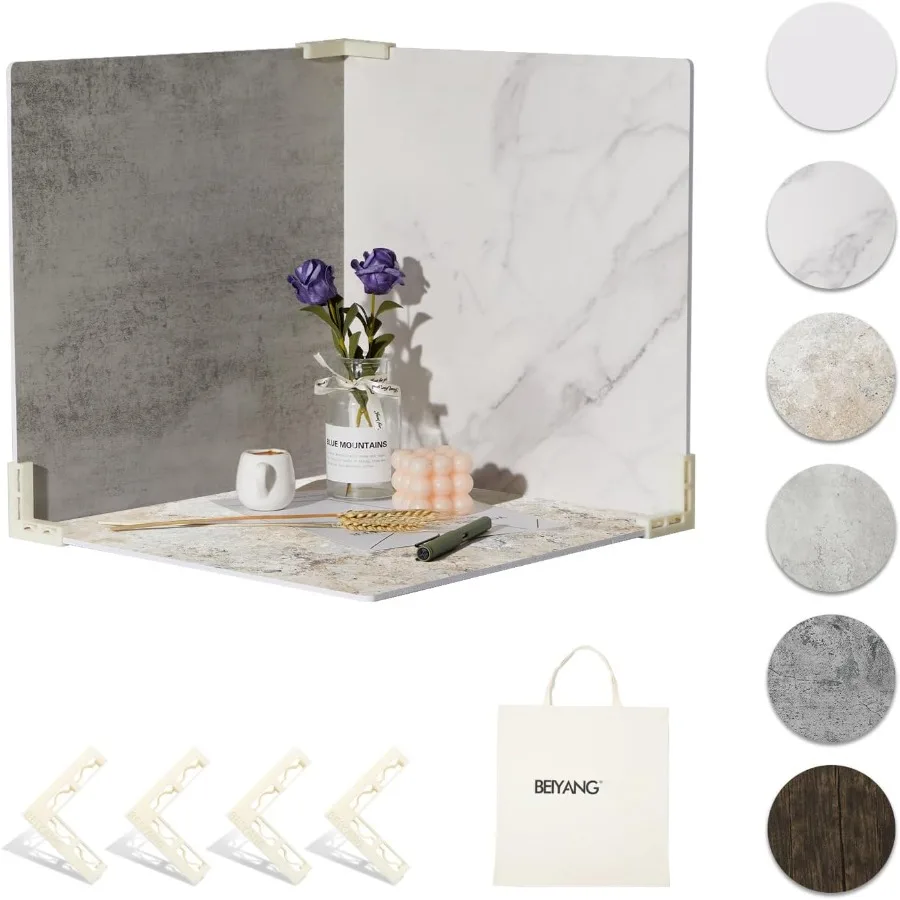 

5PCS Photo Backdrop Boards with Carry Bag16x16Inch Marble Cement Wooden Photography Background Flat Lay Props for Food Product