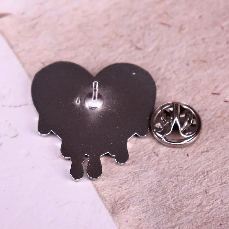 Elder Emo Heart Shaped Enamel Brooch Pin