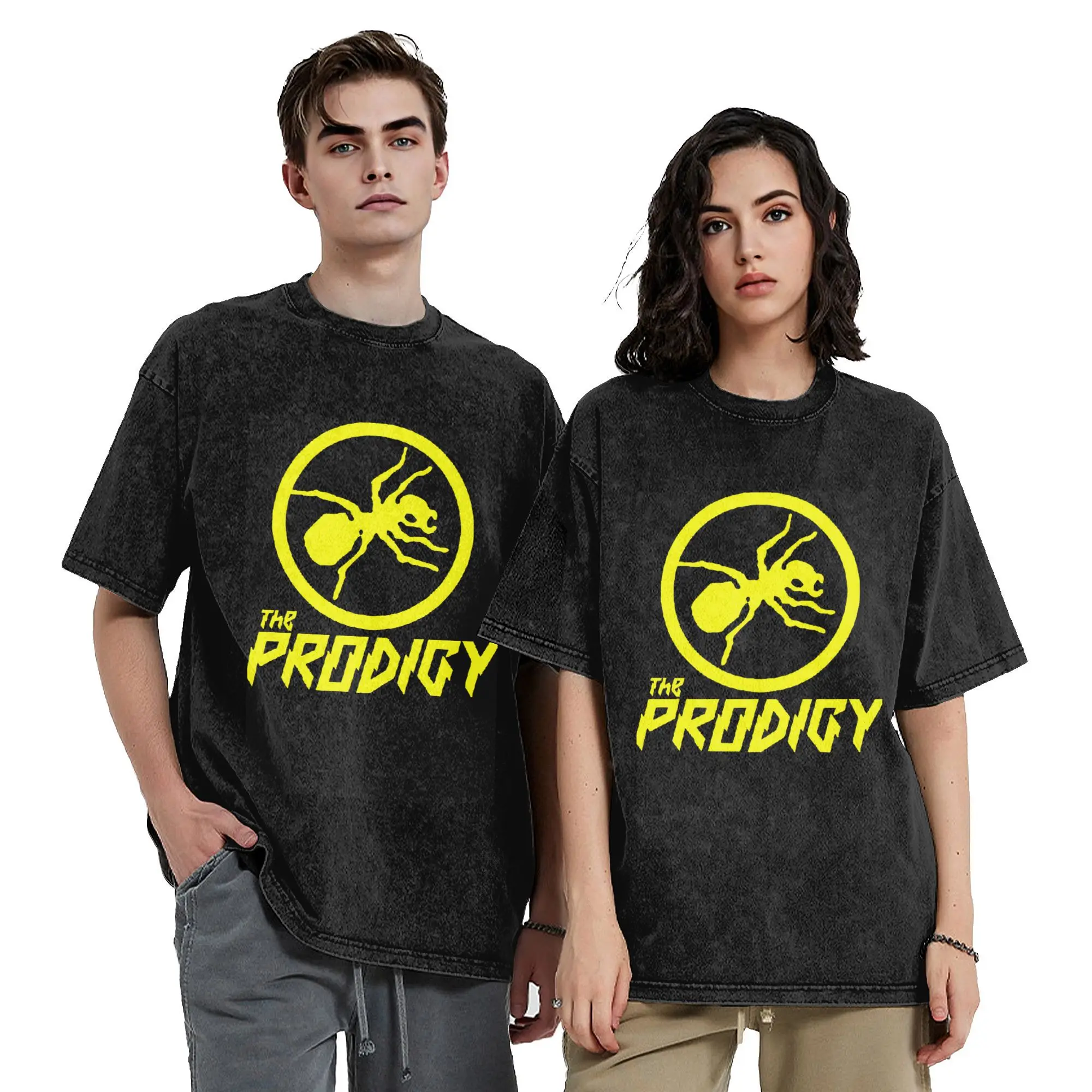 

The Prodigy Music Band Logo Vintage Washed T Shirt For Men Women Cotton Tops Hip Hop Round Neck Short Sleeve
