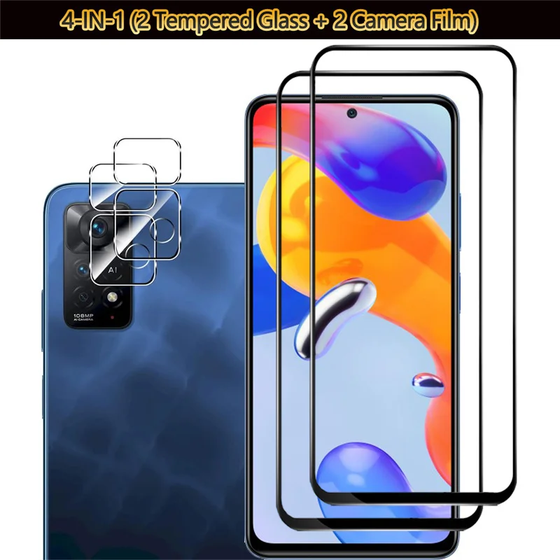 4 en 1, verre trempé + caméra film pour Redmi Note11 Pro 5G protection écran Redmi Note 11Pro Xiaomi Note 11 Pro verre tremp de haute qualité Redmi Note 11 Pro glass