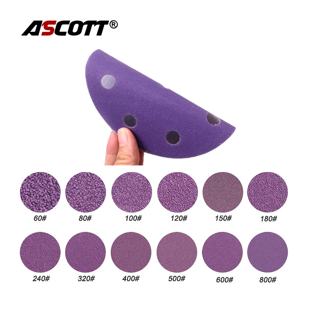 Durevole 100 pezzi tampone per lucidatura in carta vetrata a 9 fori floccaggio ruota in carta vetrata mola a secco lucidatura del legno per auto