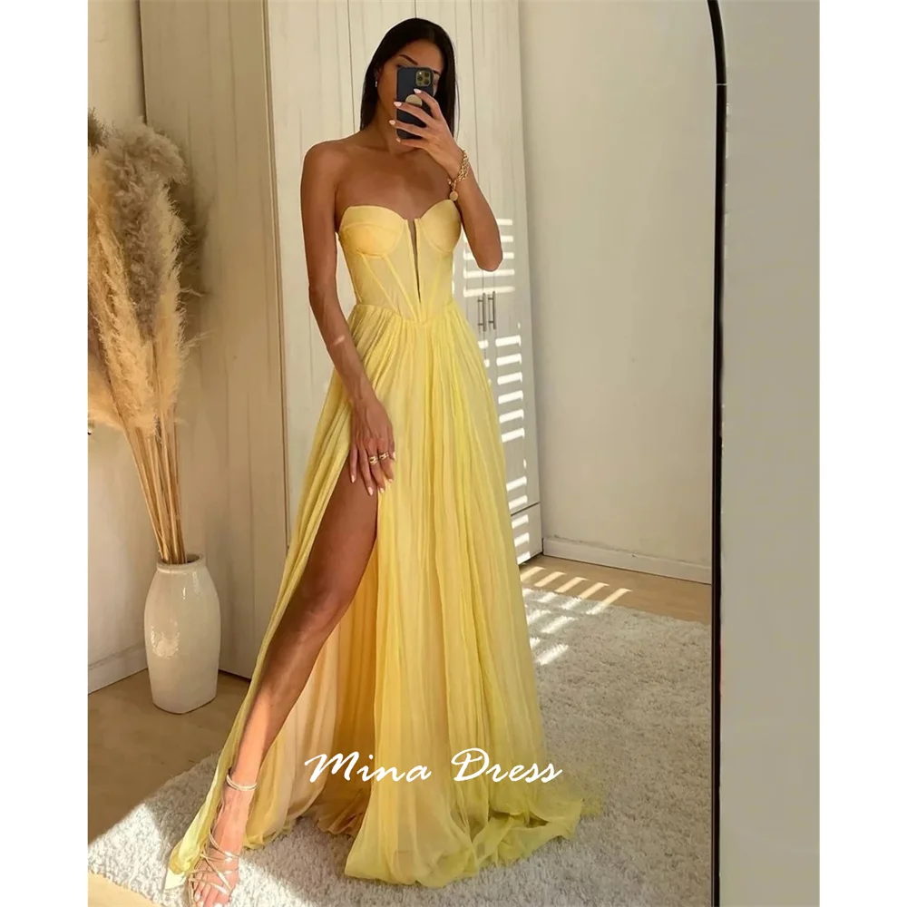 

Mina Customized Slit Dresses for Special Events Sleeveless Evening Dress Luxury Elegant Party Dress Back-length Woman Occasions