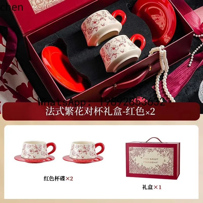 ZZ coffee cup and saucer set, high-end exquisite floral ceramic cup and saucer, a pair of wedding gifts 6