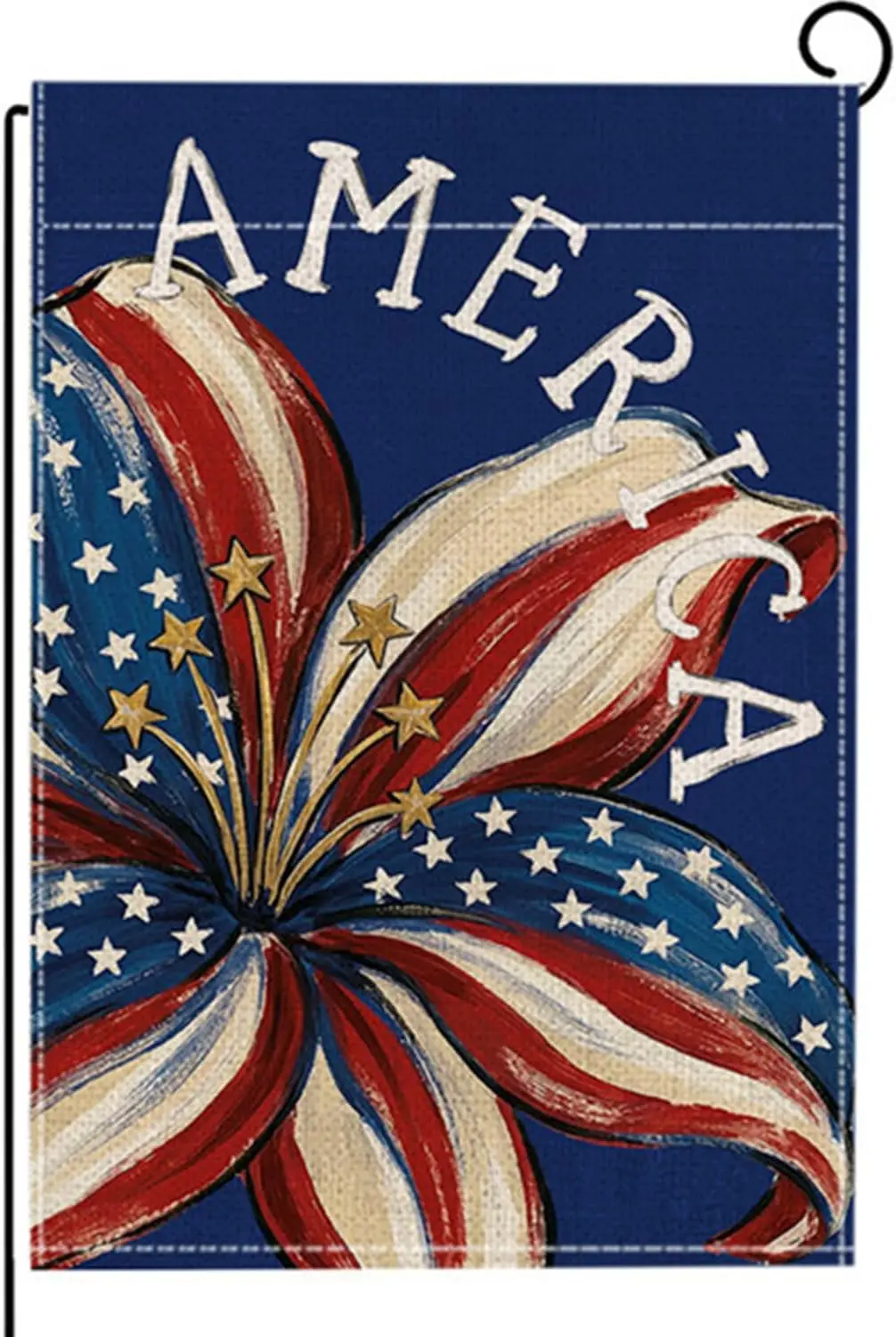 Patriotic Floral Garden Flag America 4th of July Flag Red White Blue Flower Double Sided Outdoor Yard Flag Independence Day  AAS