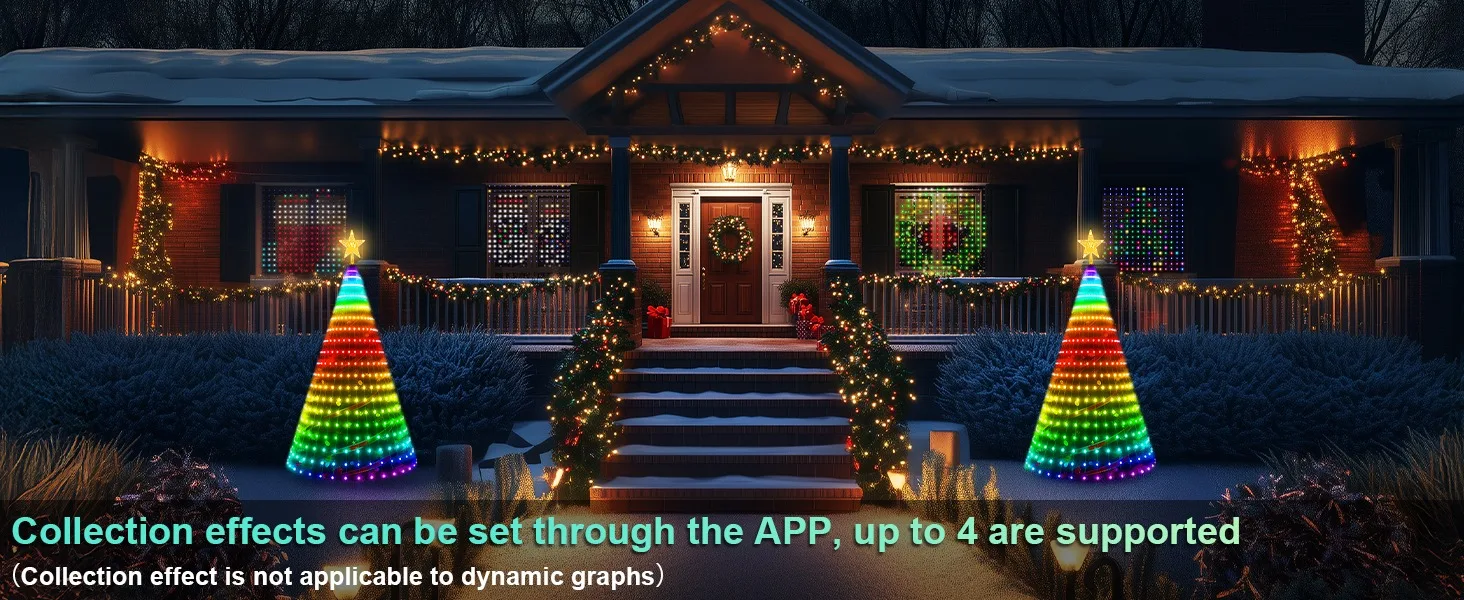 7FT 400LEDs Smart Christmas Tree Lights Fairy LED Lights with Star Topper DIY Color Changing App Remote for Christmas Tree Decor