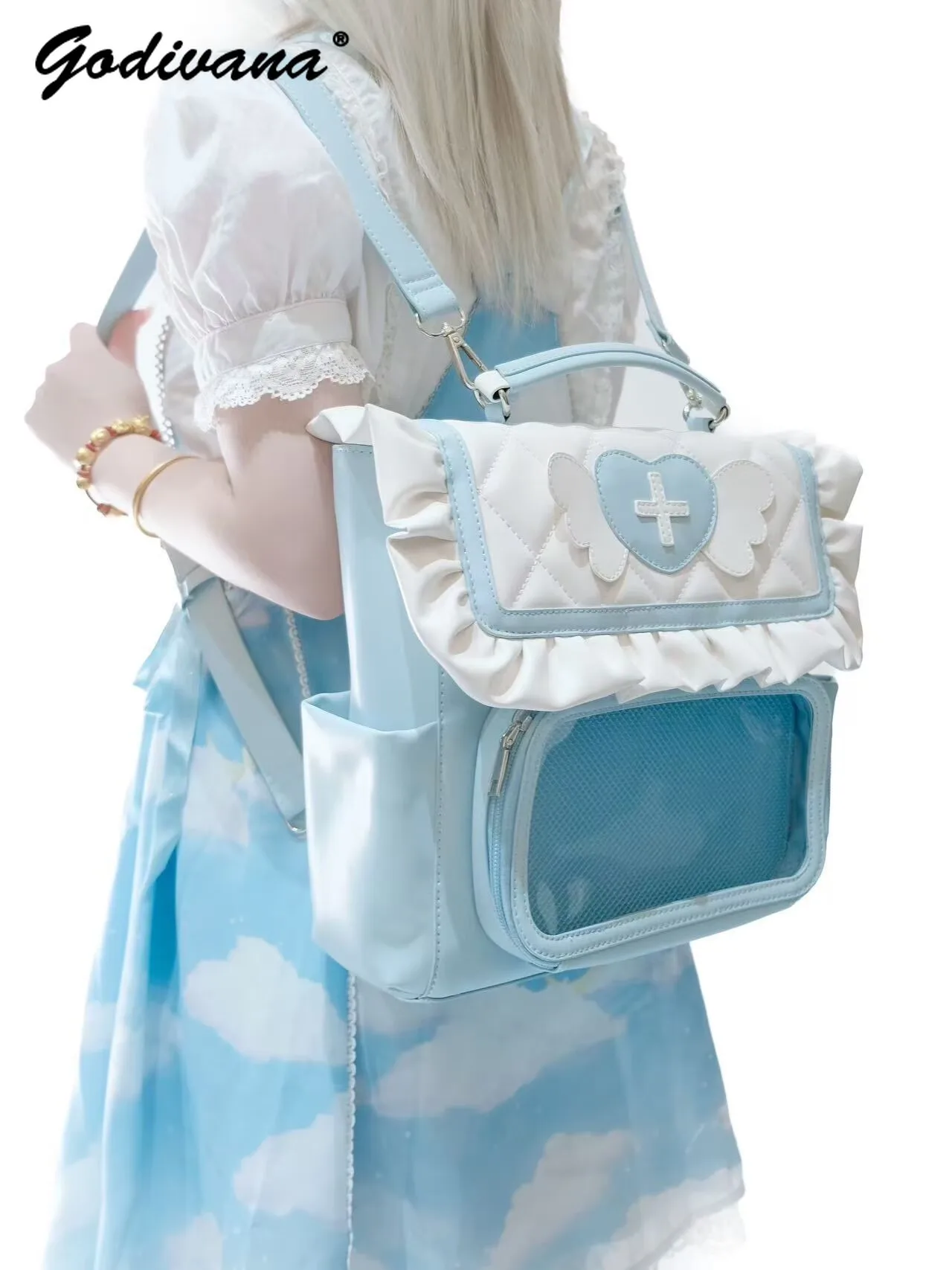 Original Angel Medical Bag Aqua Series Black Pink Itabag Students Backpack Subculture Black Purple Shoulder Bags