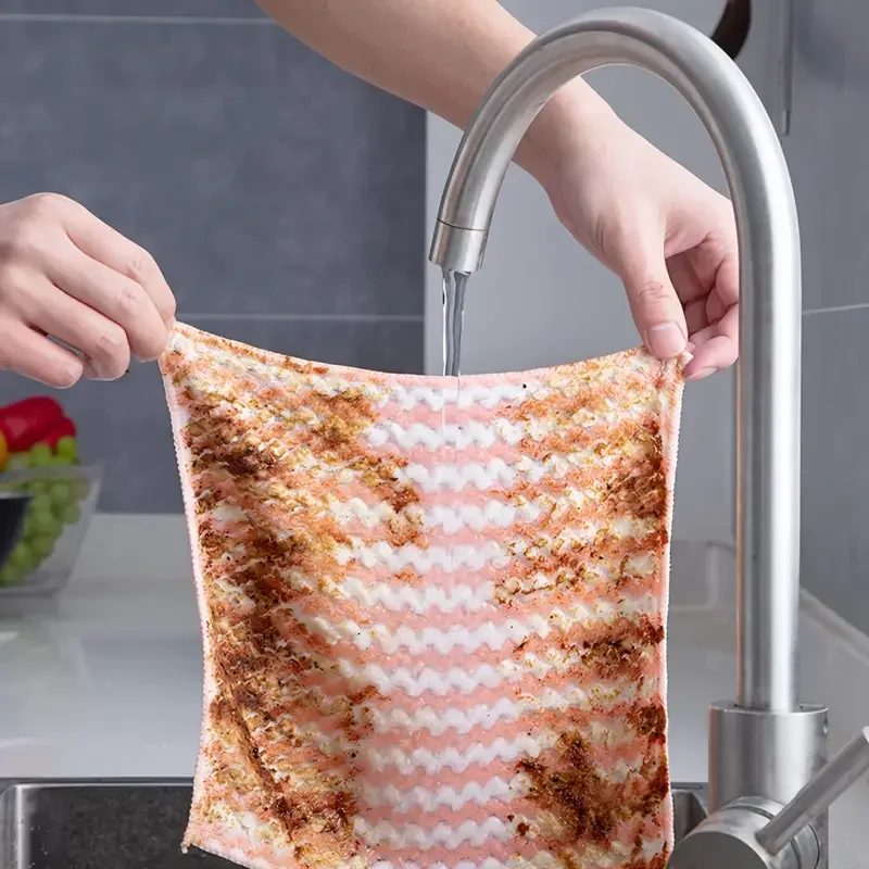 Microfiber Cleaning Cloth Velvet Thickened Dishcloths High Absorbent Scouring Kitchen Washing Dish Rags Household Wipe Towels