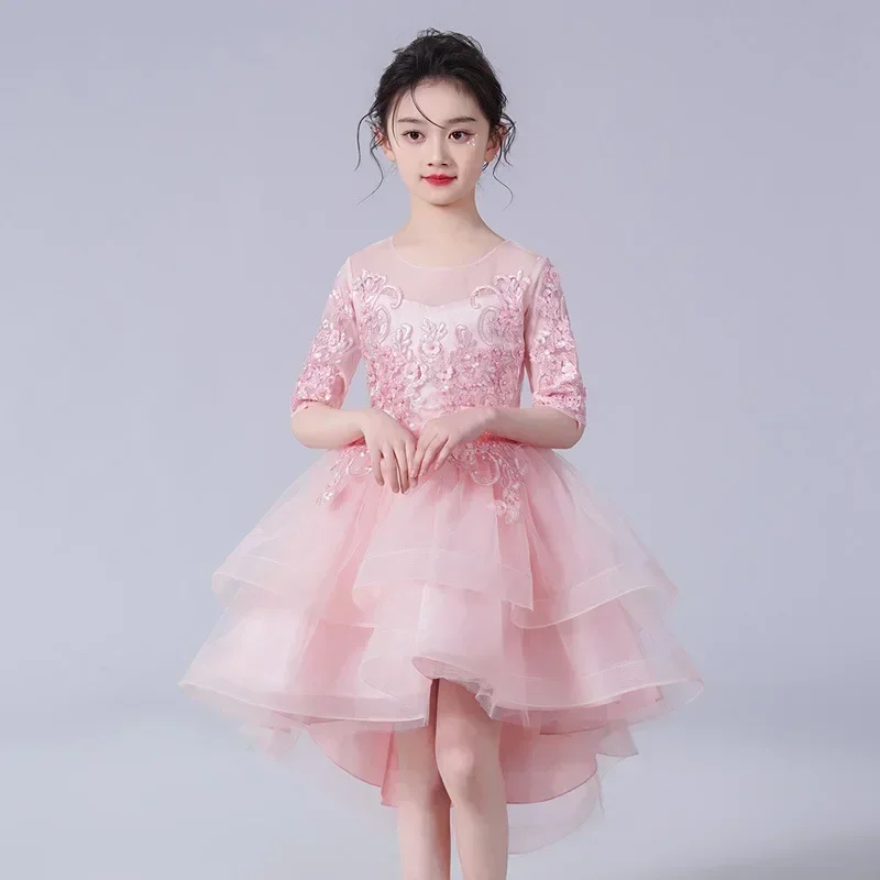 Kids Girl Luxury Evening Prom Gala Dresses Woman Christmas  Wedding Elegant Party White From 6 8 To 10 12 Years Old Long Costume