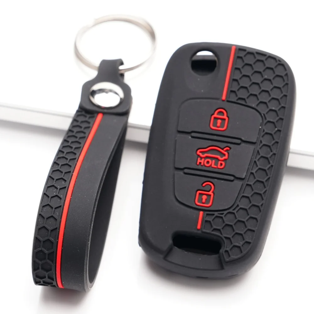 For Hyundai I10 I20 Ix20 I30 Ix35 Kia Ceed Soul Sportage Venga Remote Flip Key Fob Case Cover With Keychain Durable - view 3